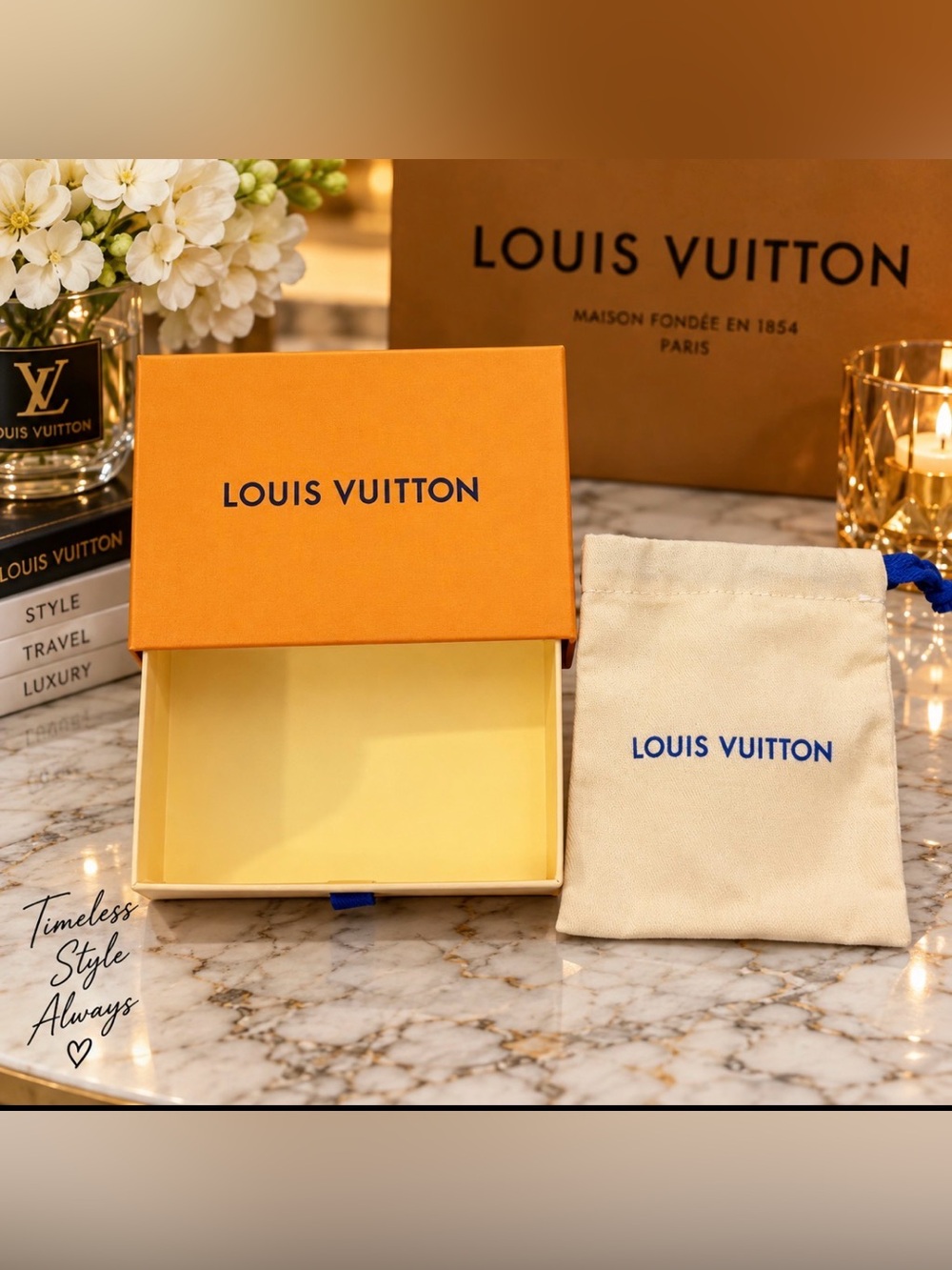 Louis Vuitton Orange and Cream Box with Dust Bag